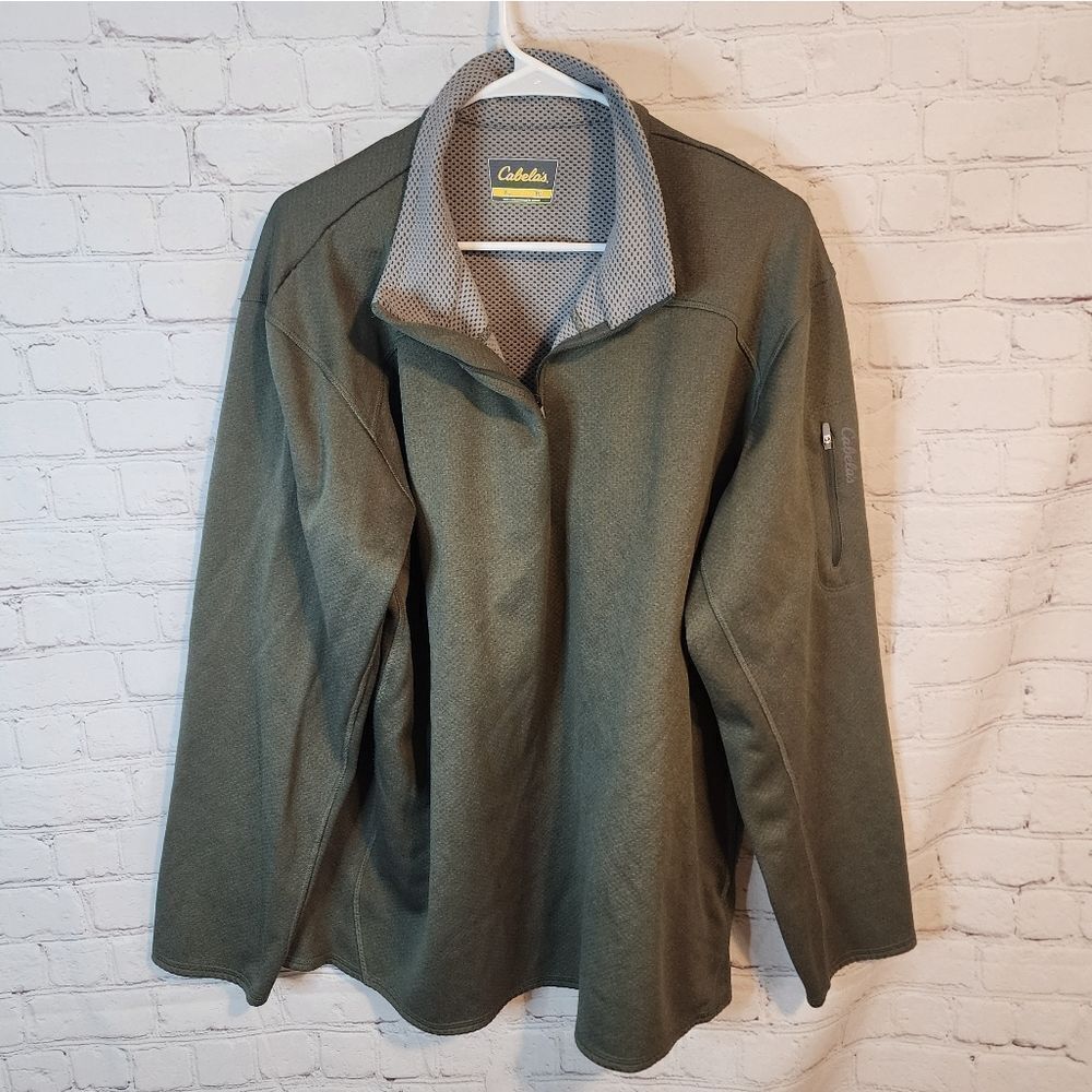 Men's Cabela's Quarter-Zip Green Sweater, Size XL